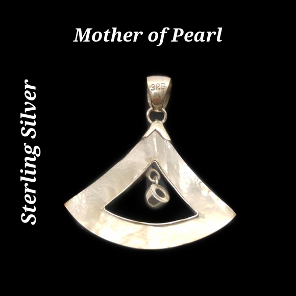 .Sterling Silver Pendant w/Mother of Pearl & Small with Stainless Steel Necklace - Picture 2 of 2